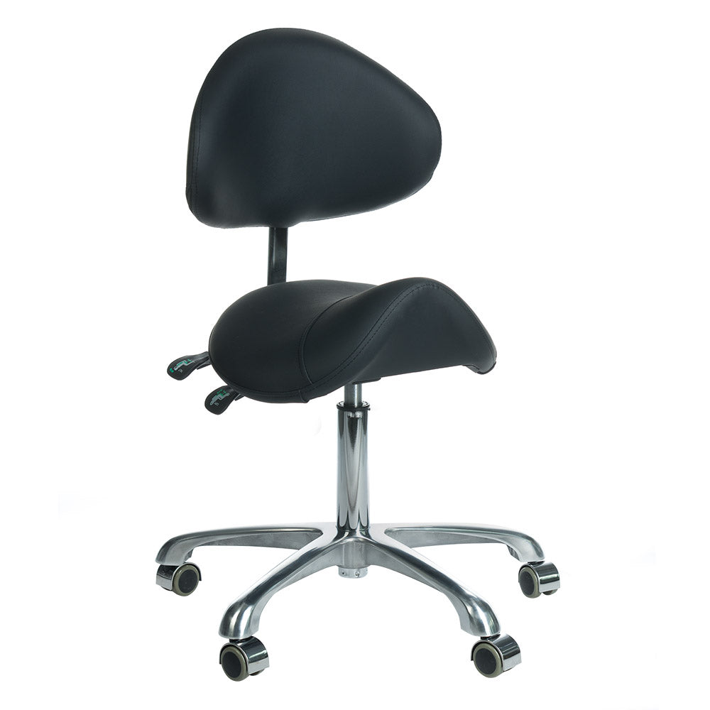 Taboret kosmetyczny siodło z oparciem BY-3004