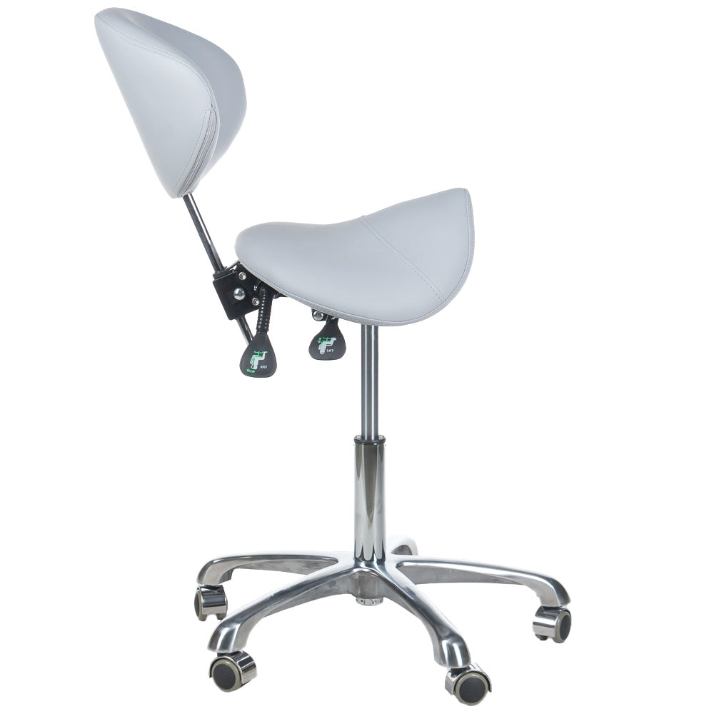 Taboret kosmetyczny siodło z oparciem BY-3004